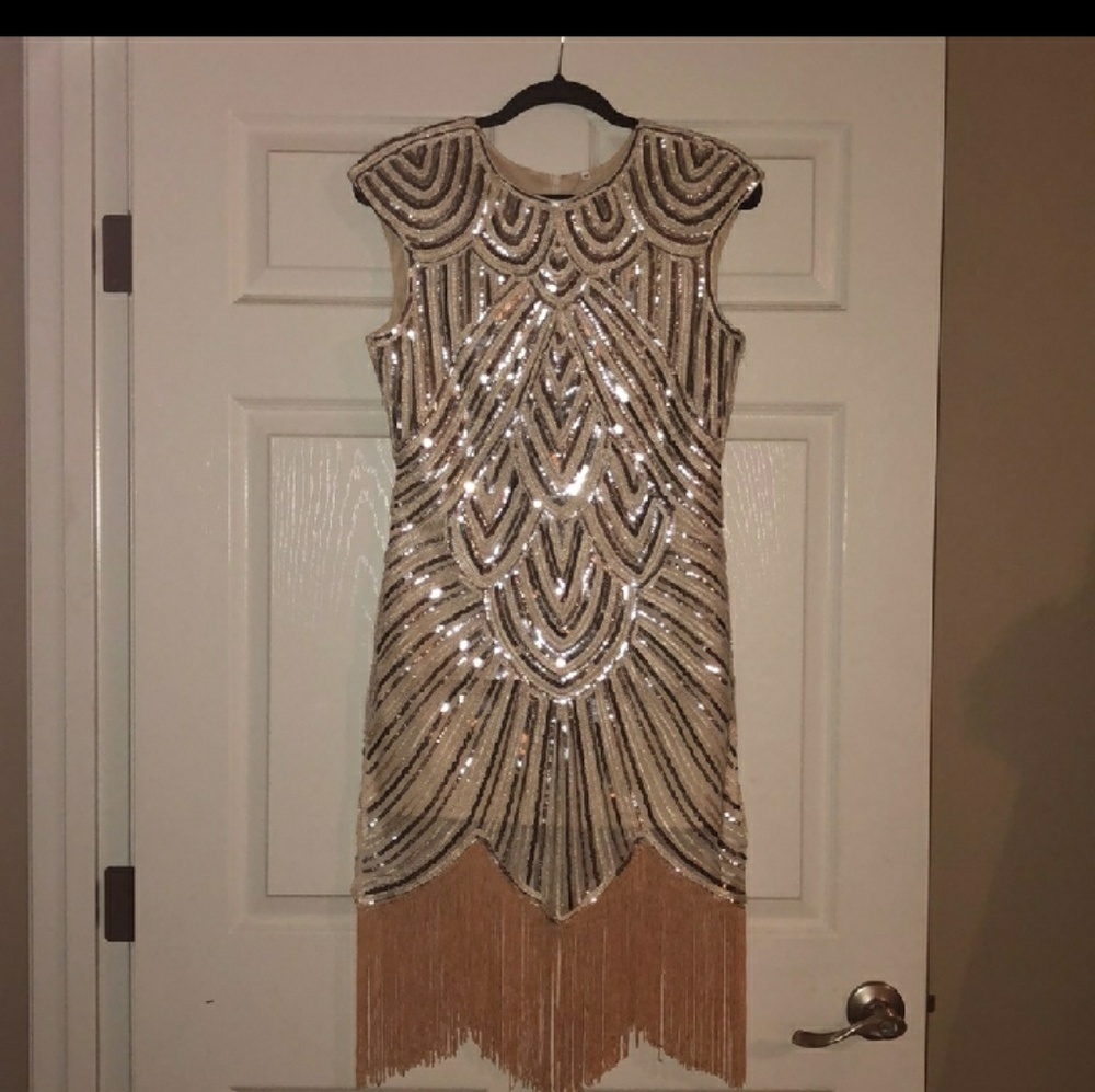 Ivory sequins and fringe dress